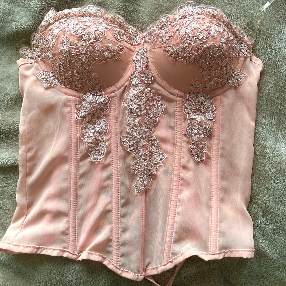 Pink Embroidered Corset Top